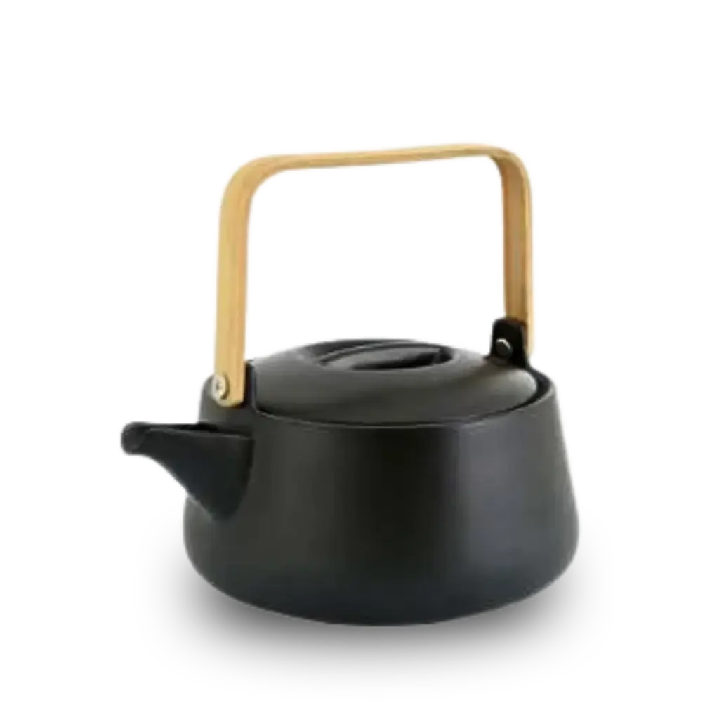 Theepot Point-Virgule met bamboe handvat mat zwart 1L
