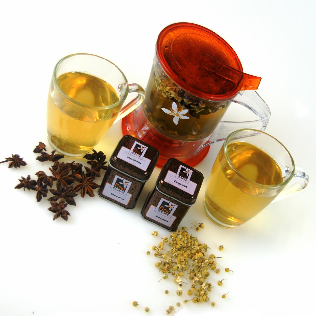 Tea for two sterrenmix en zorgeloos met magic tea filter, blikken en theeglazen
