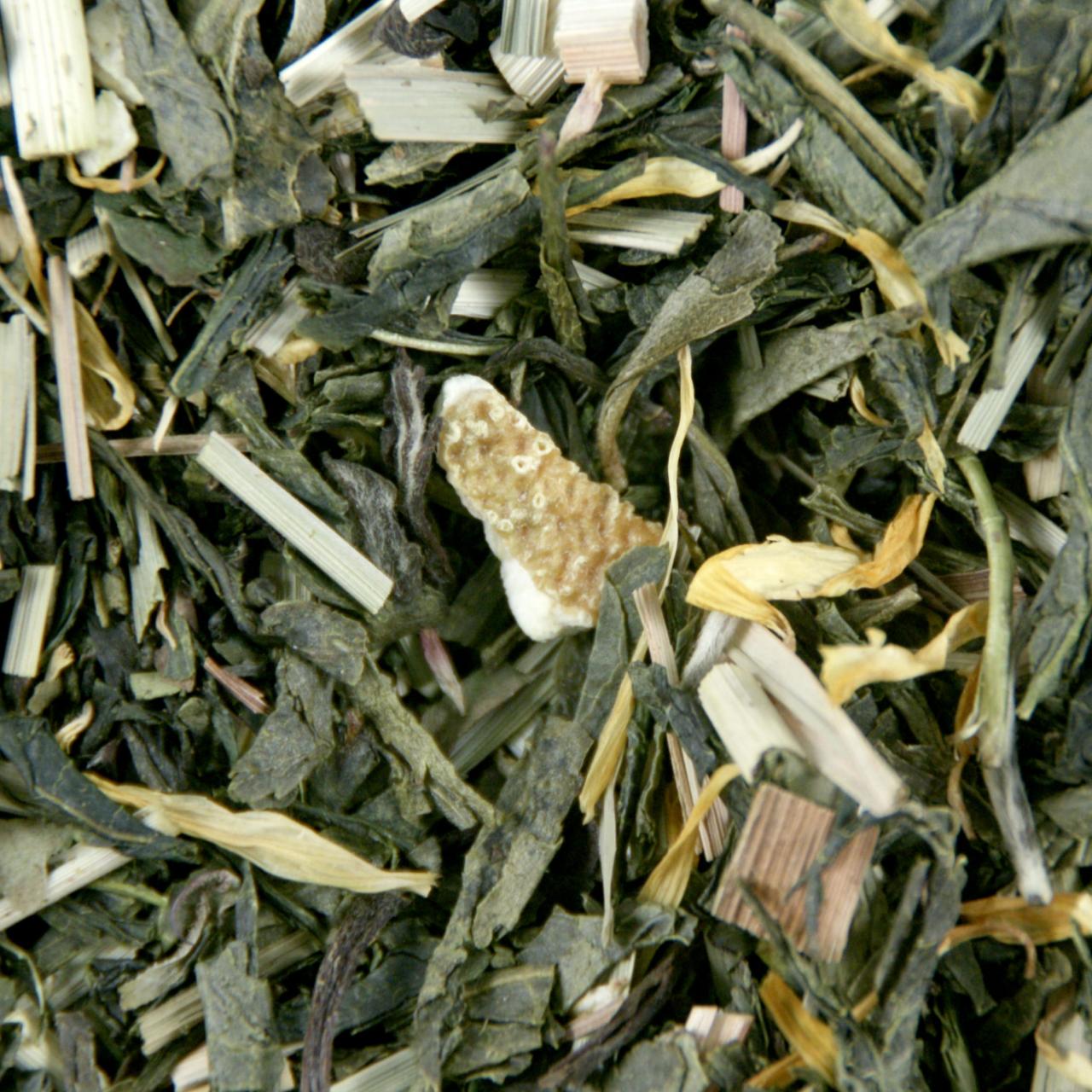 Groene thee met citroen stukjes in bio variant