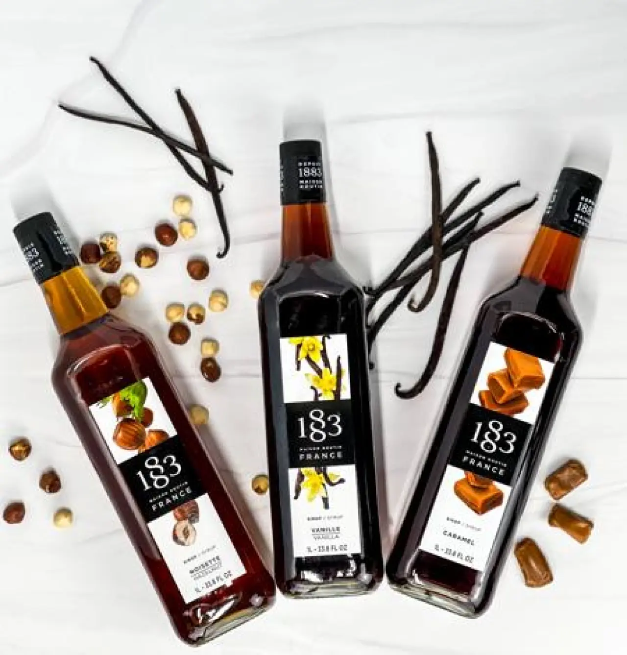 Koffiesiroop smaken: karamel, vanille, hazelnoot