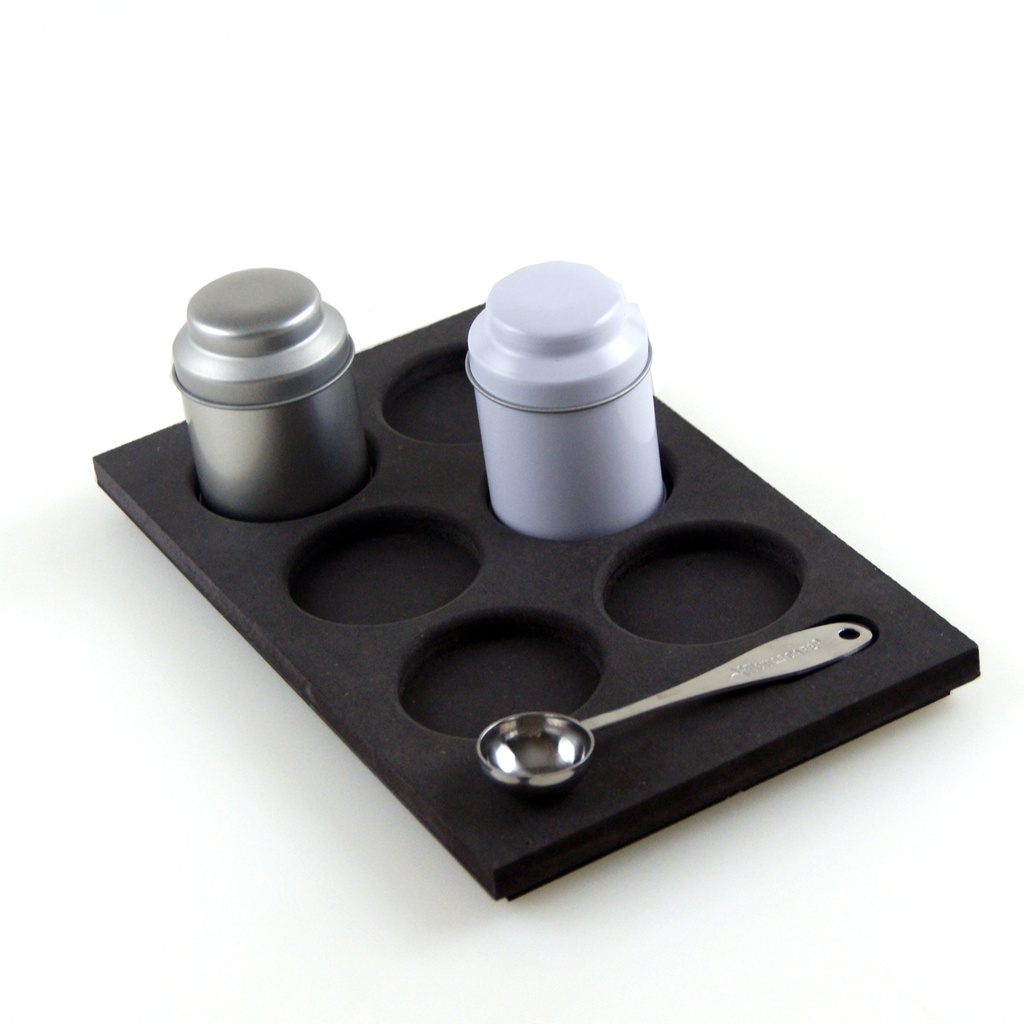 thee plateau 6 rond vaks met blik en lepel 2