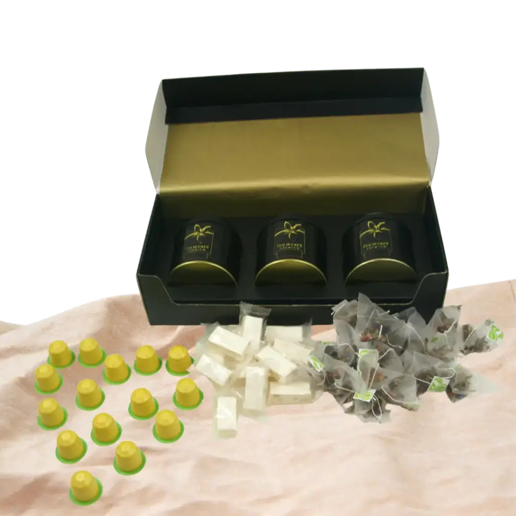 Cadeauset theezakjes, koffiecups en nougat