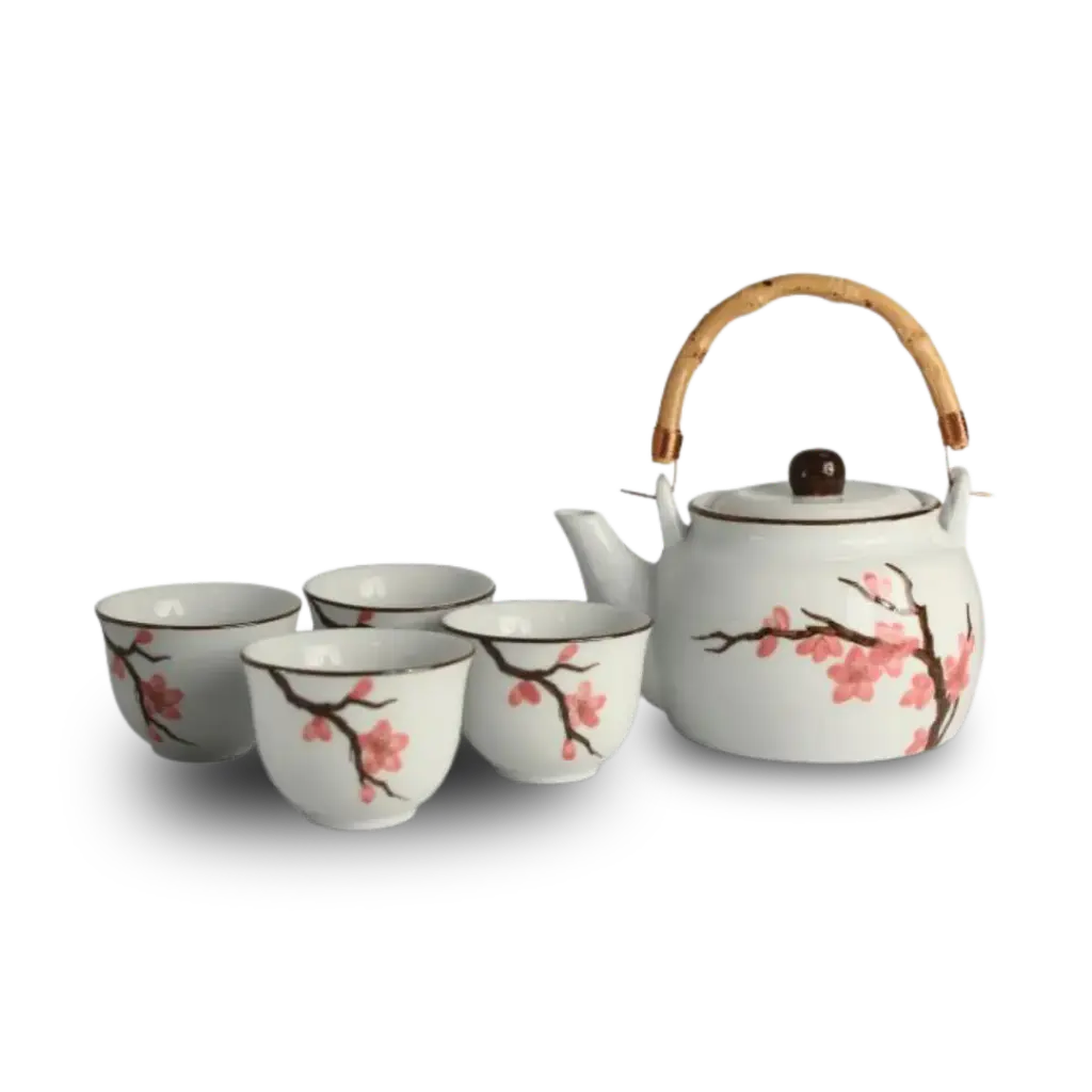 Japans theeservies Sakura met theepot en 4 kopjes