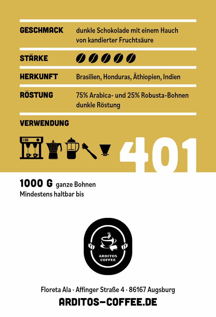 Kaffeegenuss Arditos 401 Noir Desir 1 kg