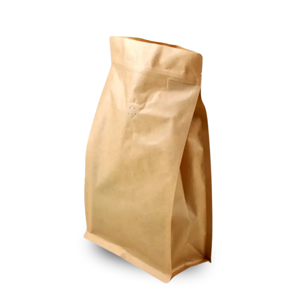 Koffiezak 1 kilo kraft quadbag met ventiel en zipper