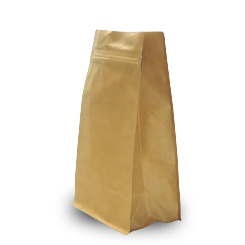 Koffiezak 500 gram kraft boxpouch met ventiel en zipper