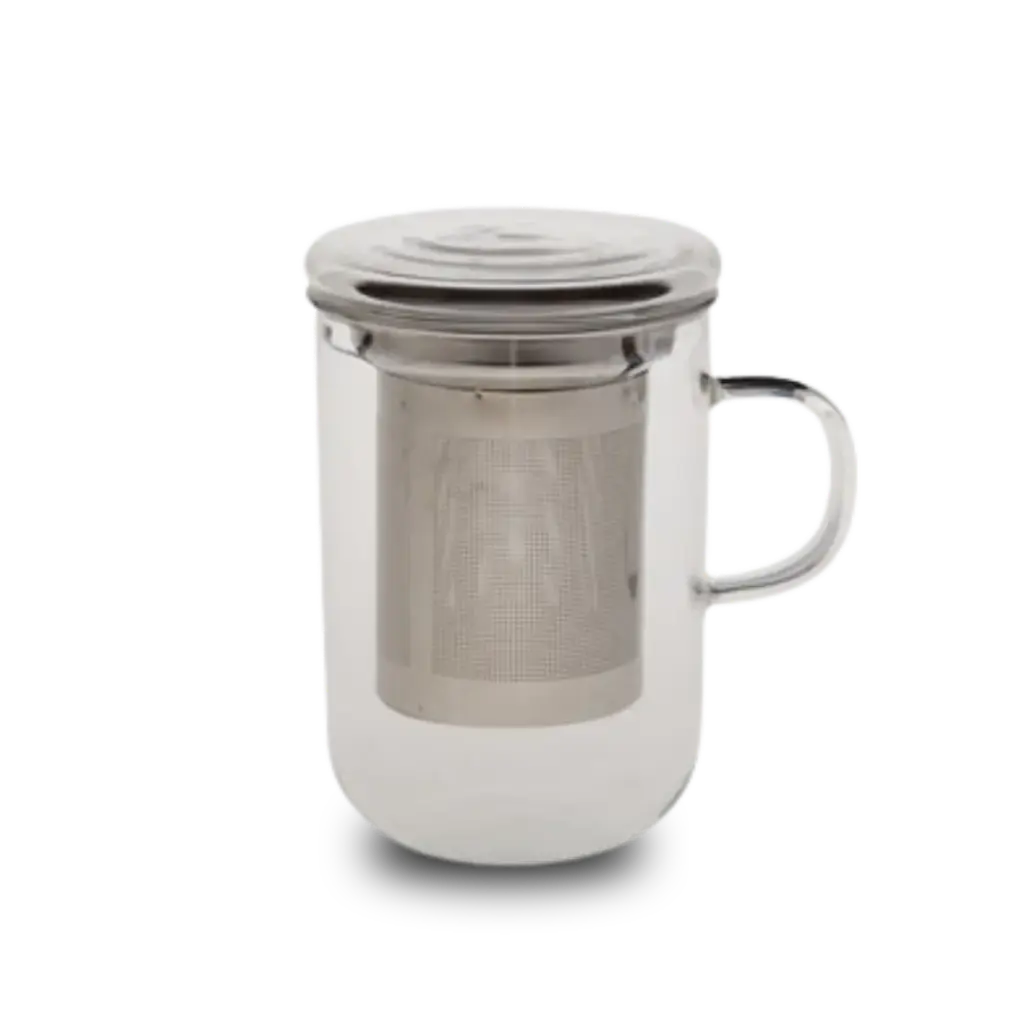 Theeglas met rvs theezeefje