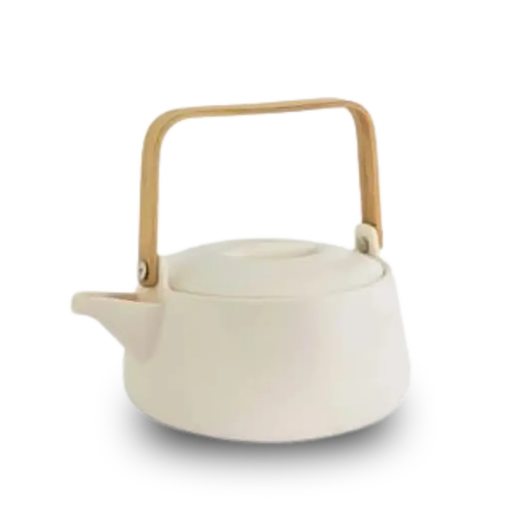 Theepot Point-Virgule met bamboe handvat mat beige 1L