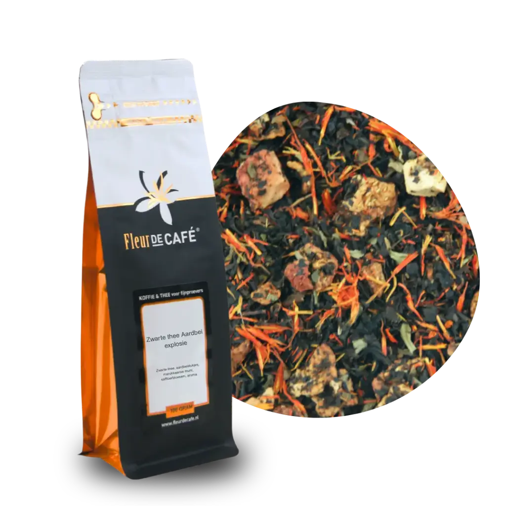 Zwarte thee Aardbei explosie 100 gram