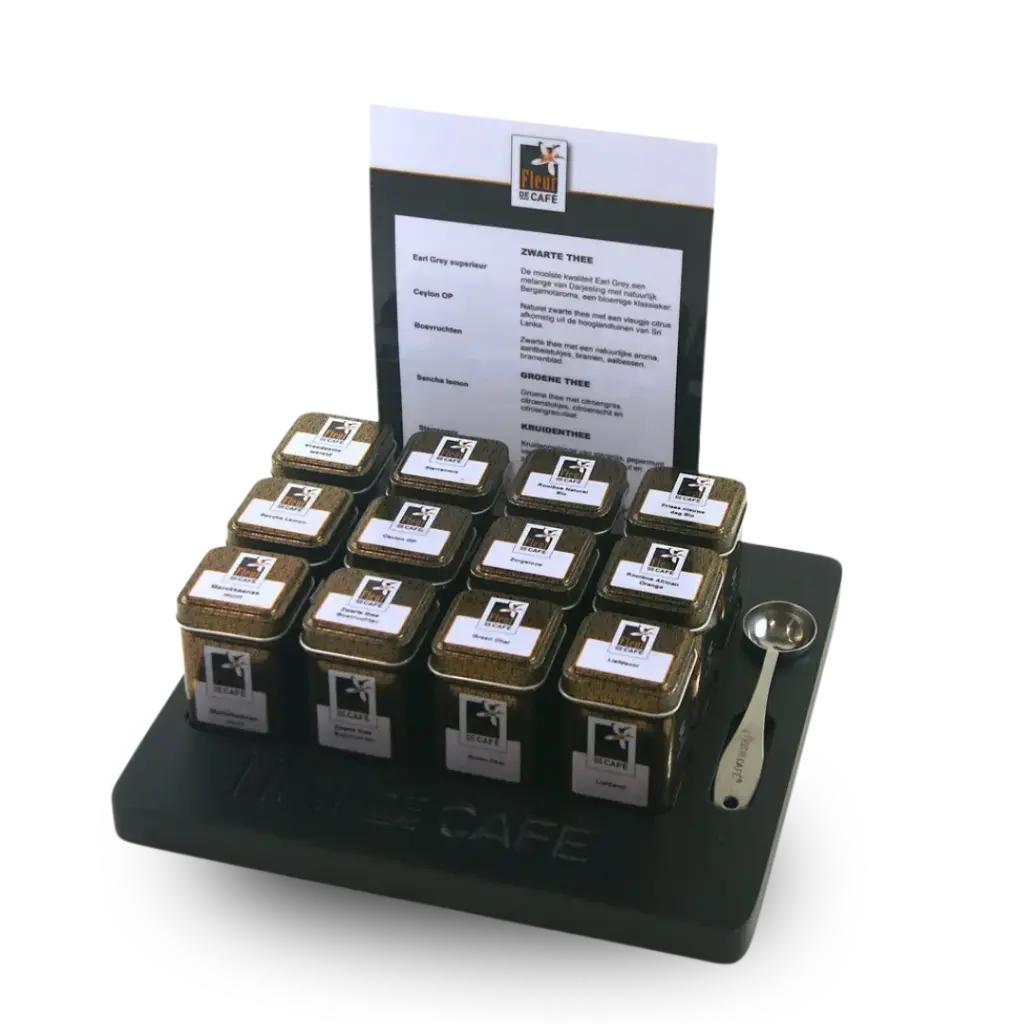 High-tea plateau incl. 12 x 100 gram thee