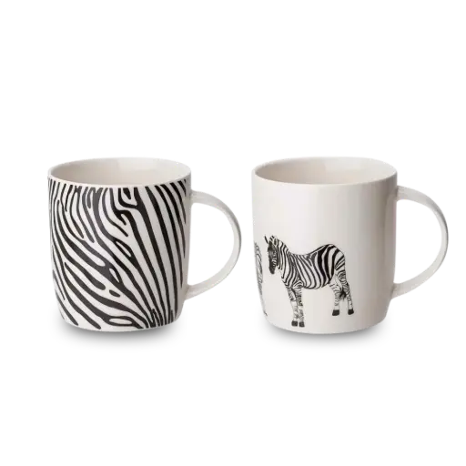 [TS161] Set 2x Dieren zebra mok 36 cl