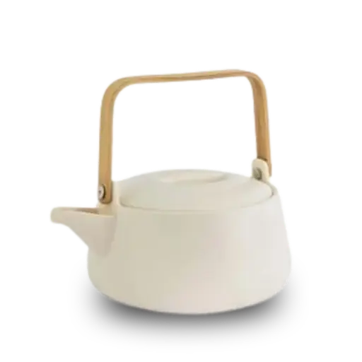 [TS177] Theepot Point-Virgule met bamboe handvat mat beige 1L
