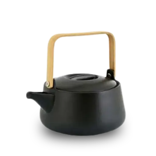 [TS178] Theepot Point-Virgule met bamboe handvat mat zwart 1L