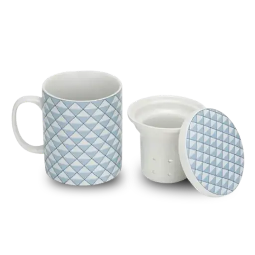[BIL054] OP = OP Theekop deco blauw met theezeefje