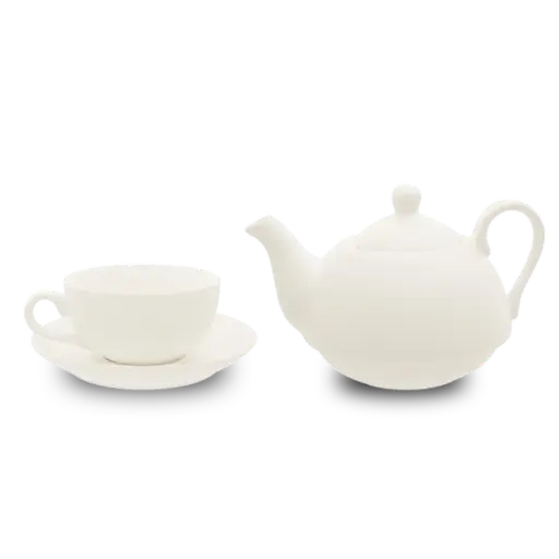 [BIL055] Op = op Theepot wit met kop en schotel