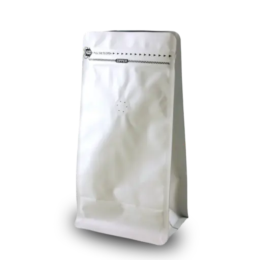 [KA060] Koffiezak 500 gram wit boxpouch met ventiel en zipper