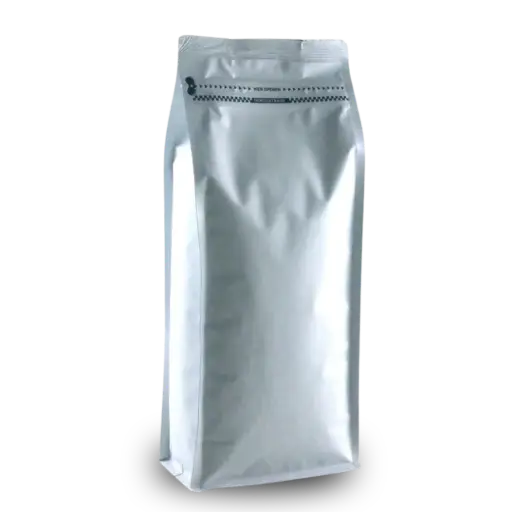[KA089] Koffiezak 1 kilo WIT boxpouch met ventiel en zipper