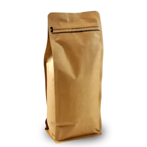 [KA091] Koffiezak 1 kilo KRAFT boxpouch met ventiel en zipper