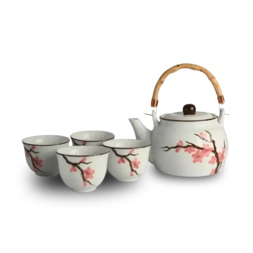 [TA156] Japans theeservies Sakura met theepot en 4 kopjes